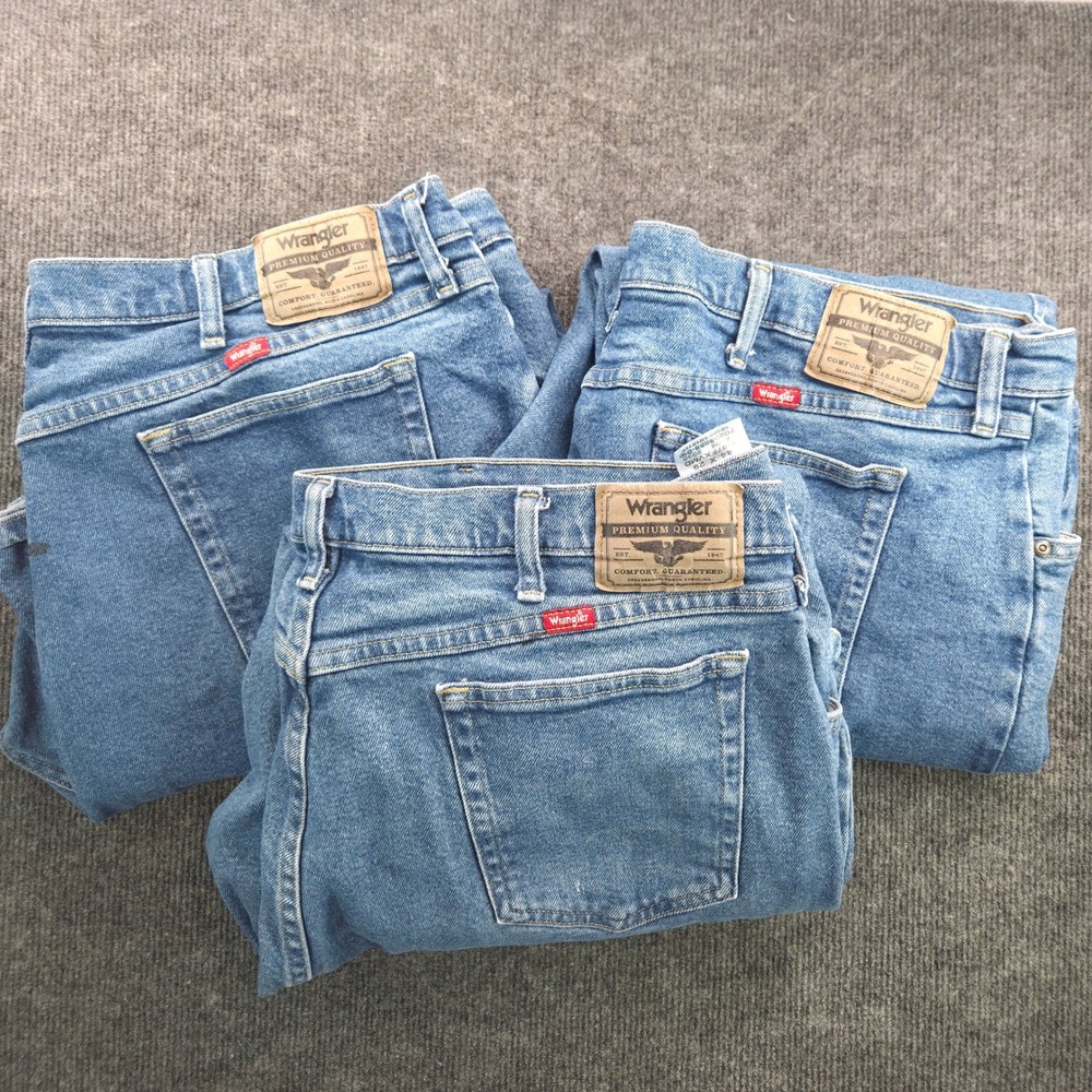 Wrangler Men's Jeans Bundle 3 Pair 44x29 Relaxed Fit Blue Denim Workwear